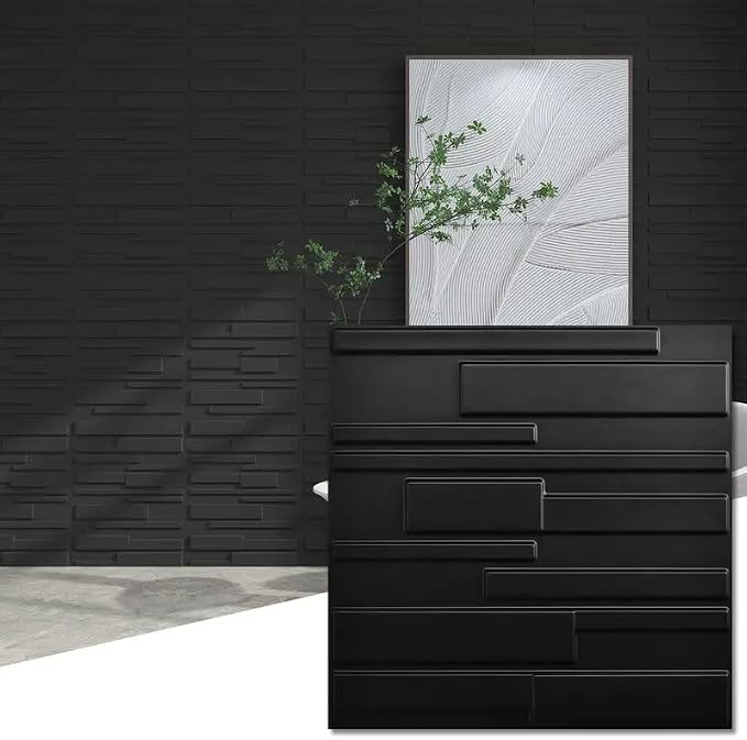Heikki 30 Pack 3D Wall Panel for Interior Wall Décor, PVC Flower Textured Wall Panels for Living Room Bedroom Hotel Office, 11.8"x11.8", Double-Sided Tape (Black-SY) by YourBestChoices