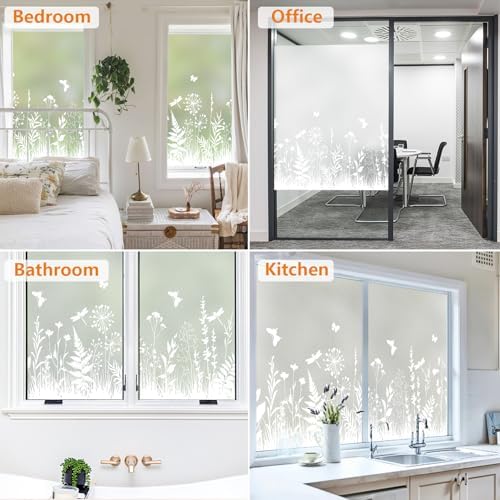 Frosted Glass Window Privacy Film, Decorative Pattern, Static Cling No Glue, Removable Reusable, UV Blocking Anti-Glare, Privacy Window Film for Bathroom Bedroom Office, 29.5" x 78.7" - Image 6