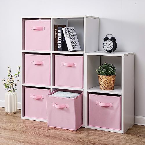 Stero Fabric Storage Bins 6 Pack Fun Colored Durable Storage Cubes with Handles Foldable Cube Baskets for Home, Kids Room, Closet and Toys Organization Pink - Image 7