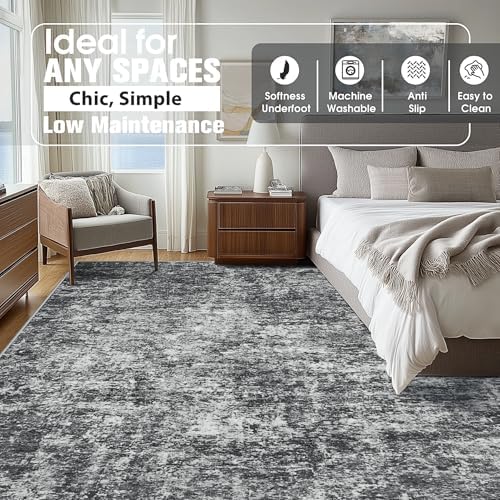 Aelenmu 10x14 Area Rugs for Living Room Washable Dining Room Black Grey - Image 2