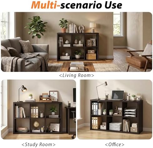 WannabeMyself【2026 Wooden Thick Frame】 6 Cube Storage Organizer with Anti-Tipping Kits, Reversible Open Back Book Shelf,Bookcase for Living Room,Bedroom,Entrance Hall,Office,11.6×36.3×24.6,Chocolate - Image 6