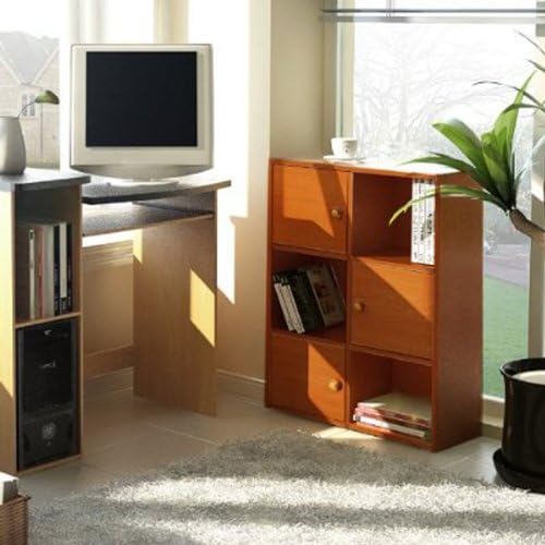 Furinno Pasir 3-Tier Shelf with 3 Door/Round Handle, Light Cherry - Image 2