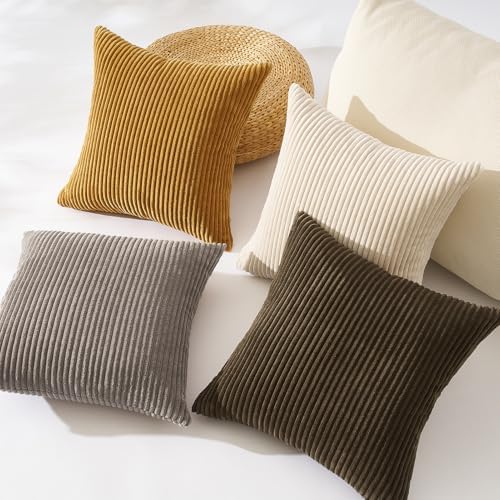 Topfinel Decorative Brown Throw Pillow Covers Cushion Cases, Set of 4 Soft Velvet Modern Double-Sided Designs, Rustic Fall Home Decor, Pillow Inserts Not Included 24x24 inch - Image 4