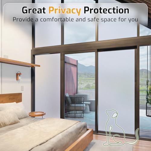 LUTE Frosted Glass Window Privacy Film, Static Cling, Pure, 17.5" x 157.4" - Image 5