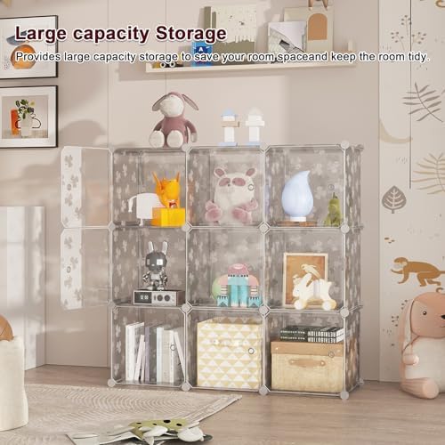 C&AHOME Clover Embossed Storage Organizer with Doors 10-Cube Shelf White - Image 7