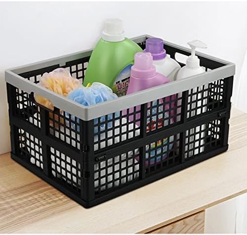 Kekow 3-Pack Black Plastic Collapsible Storage Basket, 42 L Folding Crates - Image 5