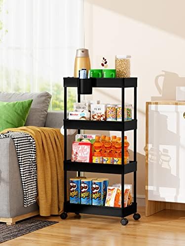 LEHOM Slim Rolling Storage Cart - 4 Tiers Bathroom Organizer Utility Cart - Image 5