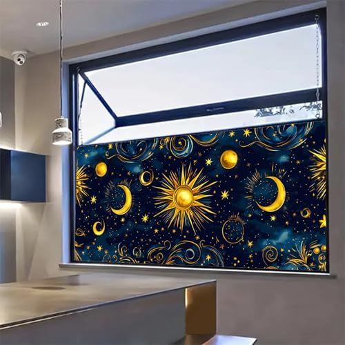 HOMETITUTE Star Moon Stained Glass Window Cling 39.3x17.7 Inch PVC - Image 7