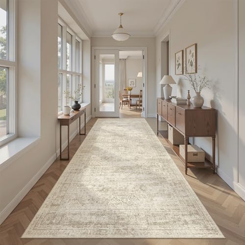 Soalmost Washable 4x8 Hallway Runner Rug Non-Slip Kitchen Entry Rugs Beige - Image 4