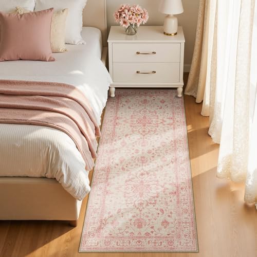 RELEANY Washable Area Rug, Runner 2'x6', Pink/Light Vintage Pink - Image 3