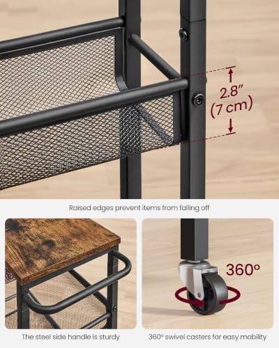 VASAGLE 6-Tier Slim Rolling Storage cart with Wheels, Metal - Image 7