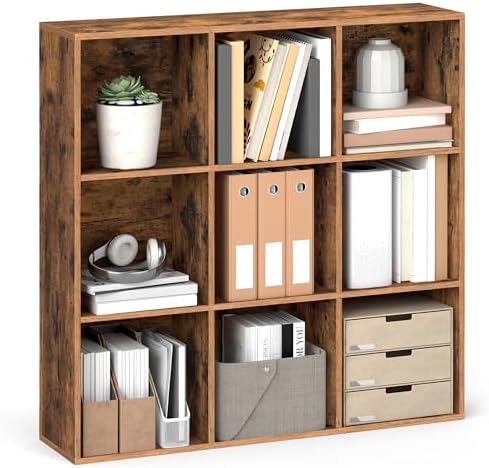 VASAGLE Bookshelf, 9 Cubes Storage Organizer, 38.6 x 9.4 x 38.6 Inches by Unknown