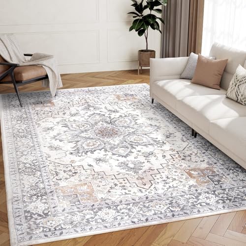 AMADA HOMEFURNISHING 5x7 Area Rugs, Washable Living Room Rug Low-Profile with Non-Slip Backing & Durable Edge Binding, Vintage 5x7 Rugs for Living Room, Bedroom, Dinning Room - Image 5