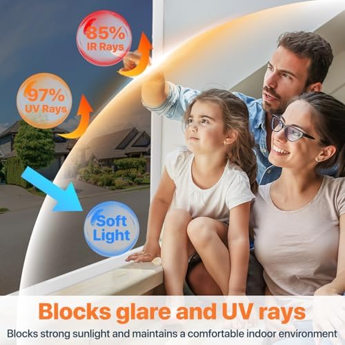 Bloss One Way Privacy Window Film Heat Blocking, Black Silver,17.7" x118.1" - Image 3