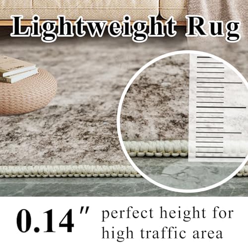 3x5 Living Room Area Rug - Modern Abstract Washable Bedroom Rugs with Non Slip Rubber Backing Indoor Low Pile Carpet for Office Nursery Soft Ultra Thin Home Decor Floor Mat for Bathroom 3x5 Brown - Image 5