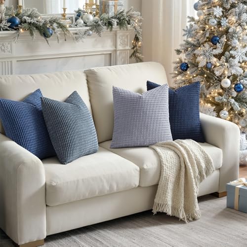 MIULEE Decorative Euro Sham Pillow Covers 24x24 Inch Set of 4 Coastal Blue - Image 7