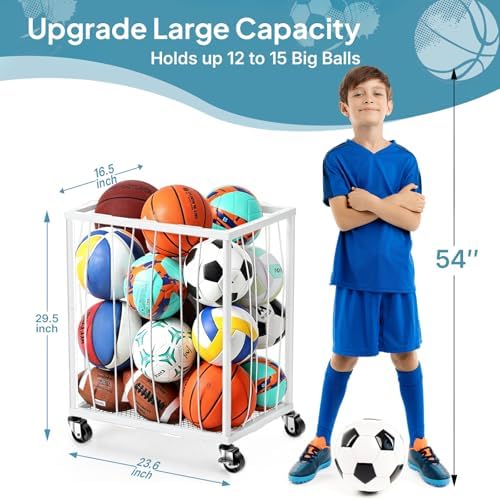 TomCare Garage Ball Storage Rack, Rolling Sports Cart with Lockable Wheels - Image 2