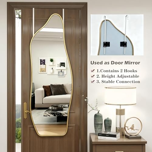 48"x16" Full Length Door Mirror, Dolphin Hanging Mirror, Gold - Image 3