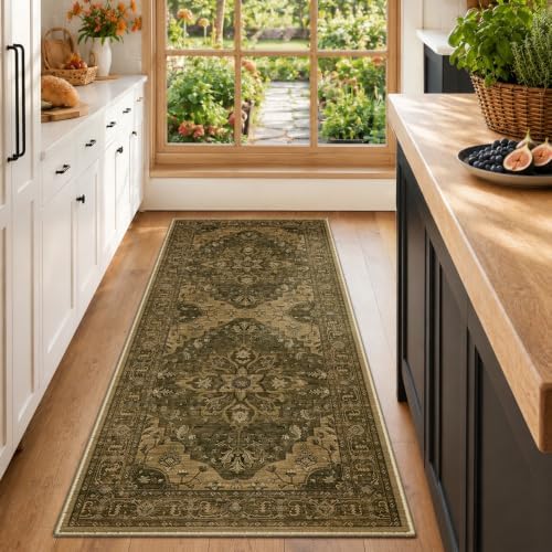 RELEANY Washable Area Rug, Runner 2'x6', Brown/Dark Brown by RELEANY