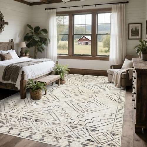 8x10 Washable Area Rugs for Living Room,Bedroom,Dining Room- Morocco Beige - Image 7
