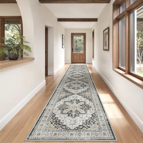 Madane Hallway Runner Rug 2'6''x16' Kitchen Runners Vintage, Black - Image 3