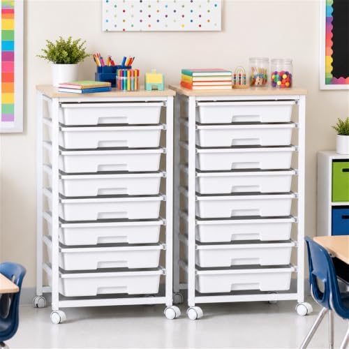 Pipishell Rolling Cart with 8 Drawers for Classroom, Craft & Art Room,White - Image 2