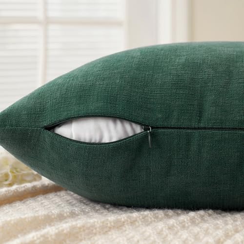 MIULEE Dark Green Chenille Couch Throw Pillow Covers, 20x20 - Image 3