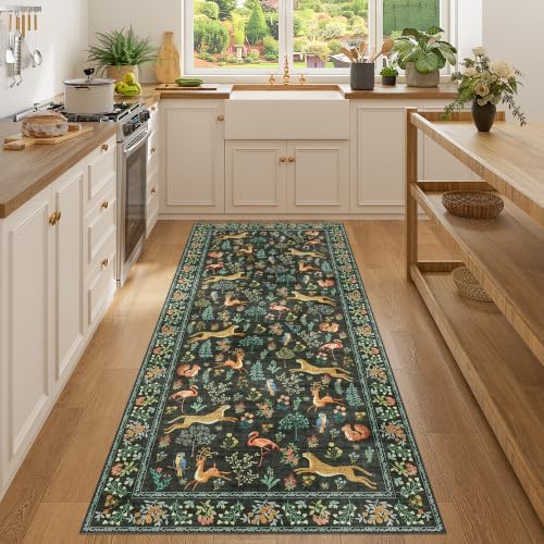 DUKINO 3x7 Hallway Runner Rug, Non Slip Animal Kitchen Runner Rug, Black - Image 4