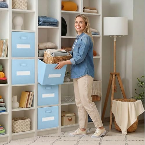 Storage Bins,13" Cube Storage Bin with Labels,10pcs,Pastel Blue - Image 7
