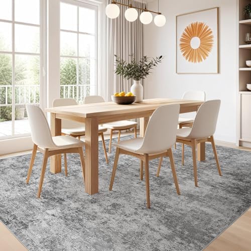 Nakagishi 8x10 Area Rugs Living Room: Washable Abstract Large Neutral Soft Rug Stain Resistant Modern Indoor Floor Non-Slip Carpet for Bedroom Nursery Kids Playroom Office Dining Room Dorm- Grey - Image 6