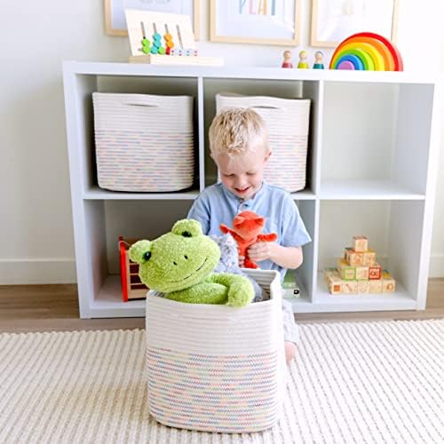 NaturalCozy Storage Cubes 11 Inch Cotton Rope Woven Baskets for Organizing, 3-Pack | Cube Storage Bin | Square Storage Baskets for Shelves Organizer, Classroom, Kids Toy Bins, Closet, Baby Nursery - Image 4
