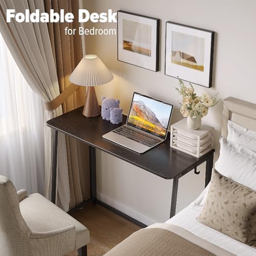 WOHOMO Folding Desk, 39.4" Foldable Computer Table for Small Spaces, Black - Image 6