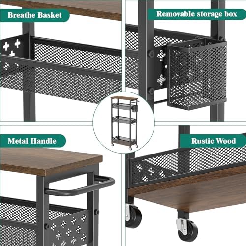 XYZLVSI 4 Tier Slim Storage Cart Laundry Room Organizer for Small Space - Image 5