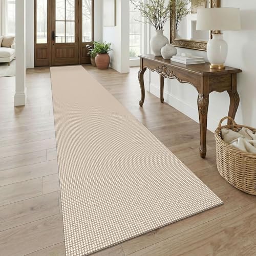 KOZYFLY 3x18 Runners Rugs for Hallway, Extra Long Washable Runner Rug, Non Slip Rubber Backed Kitchen Runner, Cotton Entryway Rug, Floor Carpet for Entry, Aisle, Hall, Ivory Beige by KOZYFLY