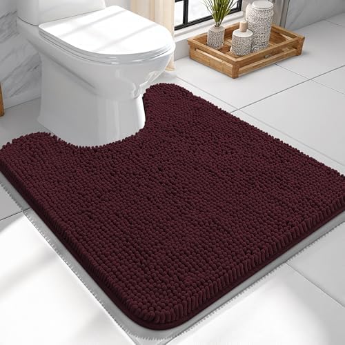 OLANLY Toilet Rugs U-Shaped 24x24, Soft Absorbent Chenille Contour Rugs by OLANLY