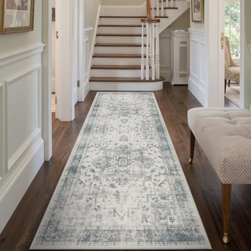 Rugxara 2x6 Blue Hallway Runner Rug,Non Slip Vintage Rug by Rugxara