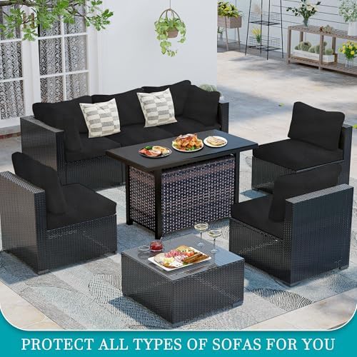 14 Pcs Outdoor Cushion Covers, Patio Sofa Cushion Covers Replacement - Image 5