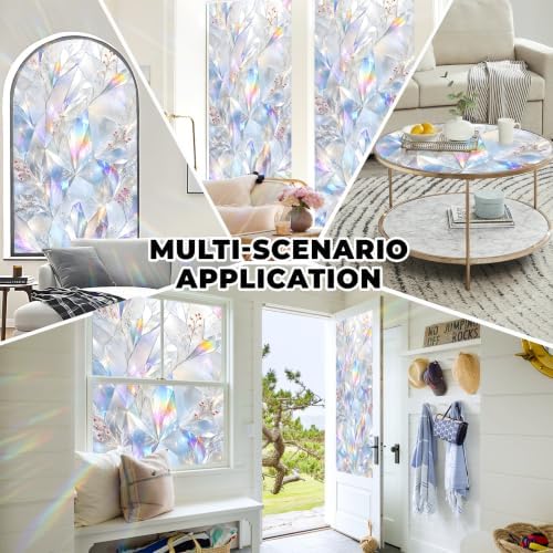 BVBOX Window Privacy Film Frosted Glass Window Sticker Window Film Static Glass Cling Tint Non-Adhesive for Home Door Decorative Frosting Cover 17.5 X 78.7 inch (1, Crystal Ice, 17.5W X39.3L) - Image 6