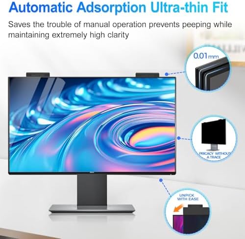 2Pack Magnetic 22 Inch Privacy Screen for Computer Monitor 16:10 Aspect Ratio, Hanging Removable Anti-Blue/Glare Protector Film, Anti Spy Desktop Security Private Filter 22in - Image 4