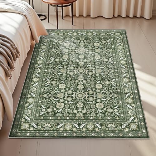 OPPODREAM Vintage Dark Green Area Rugs 3x6, Washable Rug for Living Room by OPPODREAM