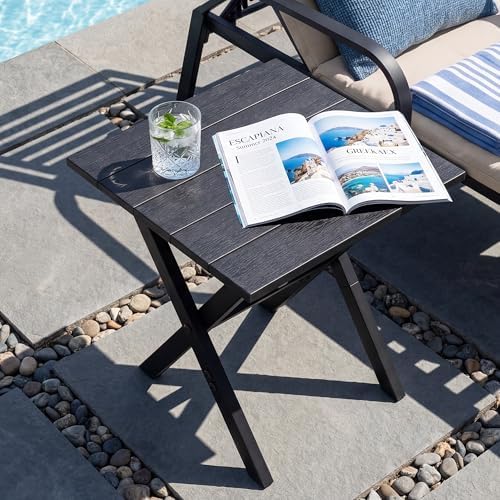 Outdoor Side Table Portable Folding Table Easy to Install,Black - Image 7