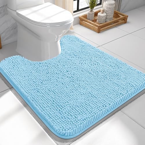 OLANLY Toilet Rugs U-Shaped 24x24, Soft Absorbent Chenille Contour Rugs by OLANLY