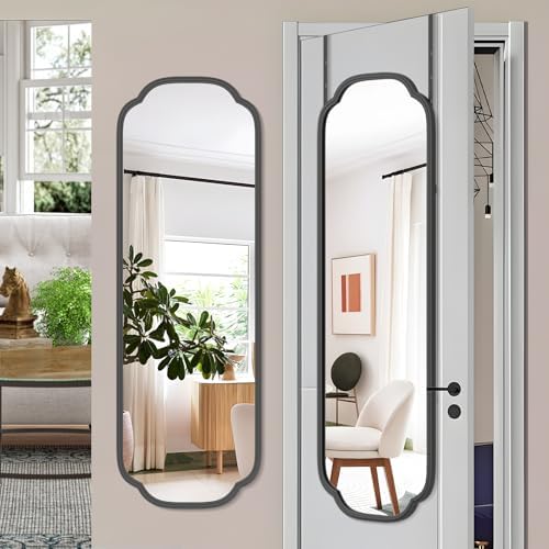 Ferytange 48"x16" Black Door Mirror Full Length Over The Door with Non-Rusting Metal Frame, Modern Full Body Mirror Bedroom Closet Bathroom by FerytangeHome