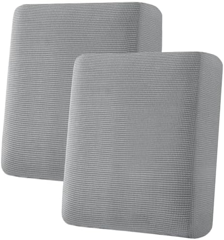 H.VERSAILTEX Super Stretch Individual Seat Sofa Covers Couch Slipcover Sets Thick Jacquard Textured Twill Fabric (2 Piece Medium Cushion Covers, Dove) by HVERSAILTEX