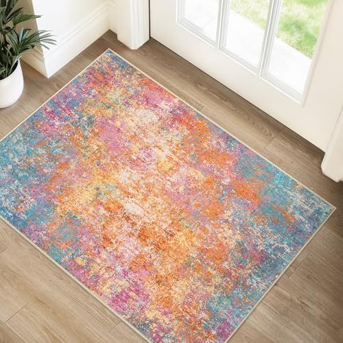 RELEANY Washable 2'x3' Abstract Area Rug for Living Room Starlight by RELEANY