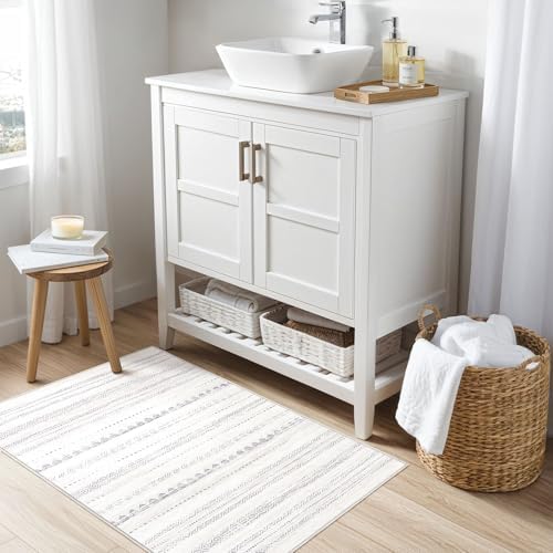 Nakagishi Boho 2x3 Washable Area Rug Non Slip Carpet for Entryway Gray - Image 5