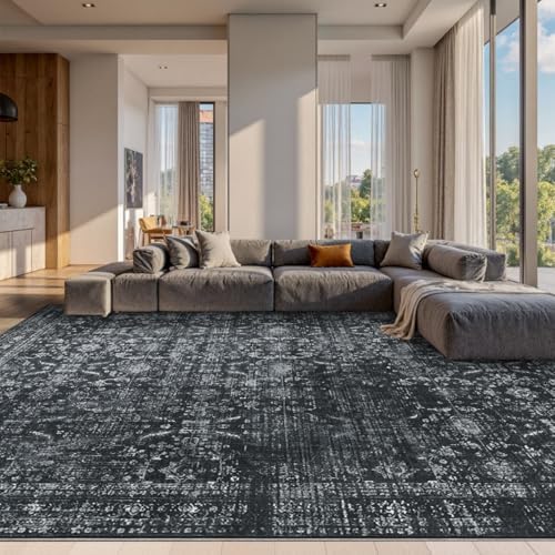 Rugxara Black 10x14 Area Rugs for Living Room Bedroom Large Washable Rug - Image 3
