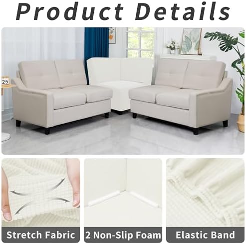 Easy-Going Stretch Soft Sectional Corner Sofa Couch Slipcover Cream - Image 4