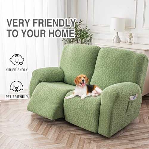 Genina Waterproof Recliner Loveseat Cover,2 Seat Couch Cover,Matcha Green - Image 6