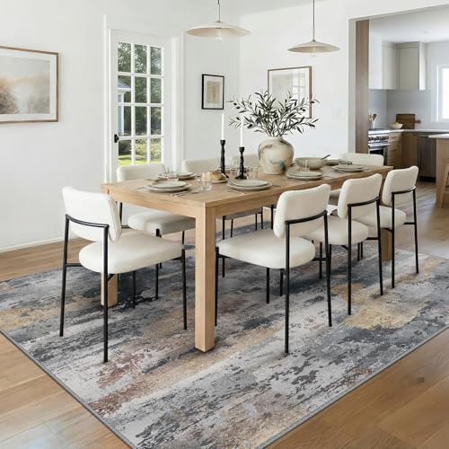RELEANY Washable 9'x12' Abstract Area Rug for Living Room Ash Brown - Image 2